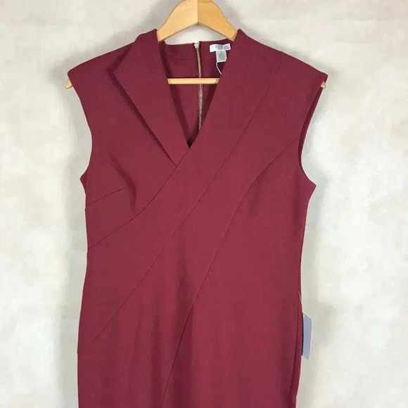SPENSE Dark Red Cap Sleeve Structured Sheath Dress NWT 8 - Picture 4 of 10